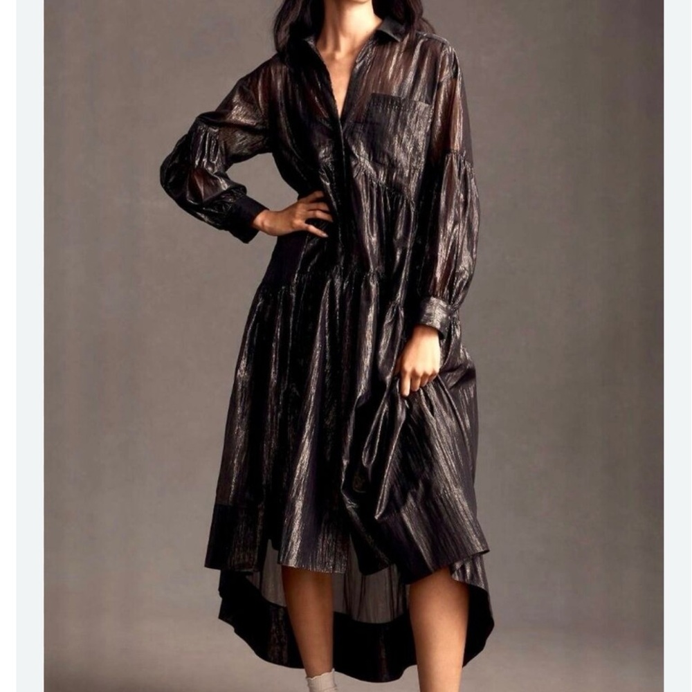 Anthropology Pilcro High/Low in Metalic Black Long Sleeves for All Occasions.